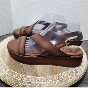 NWOT Naturalizer Brown Leather Upper Charlize Platform Sandals Women's 9